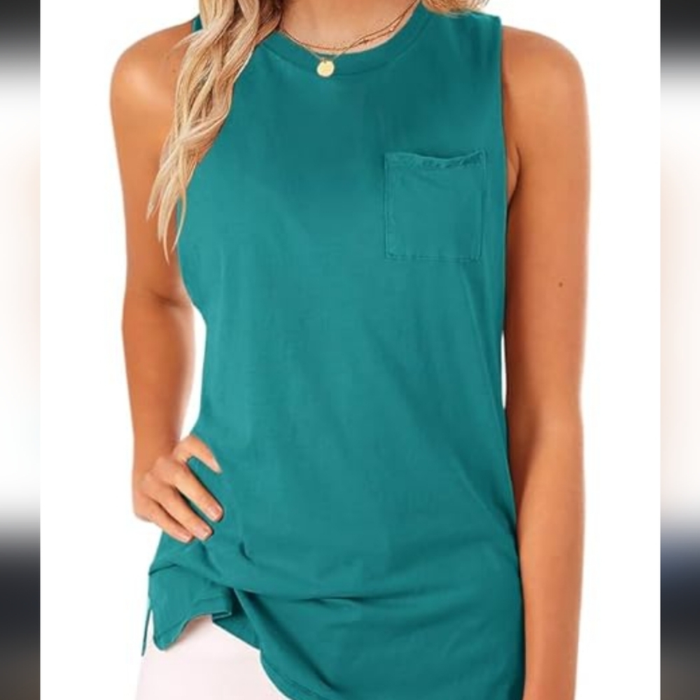 Blue Tank Top with Pocket